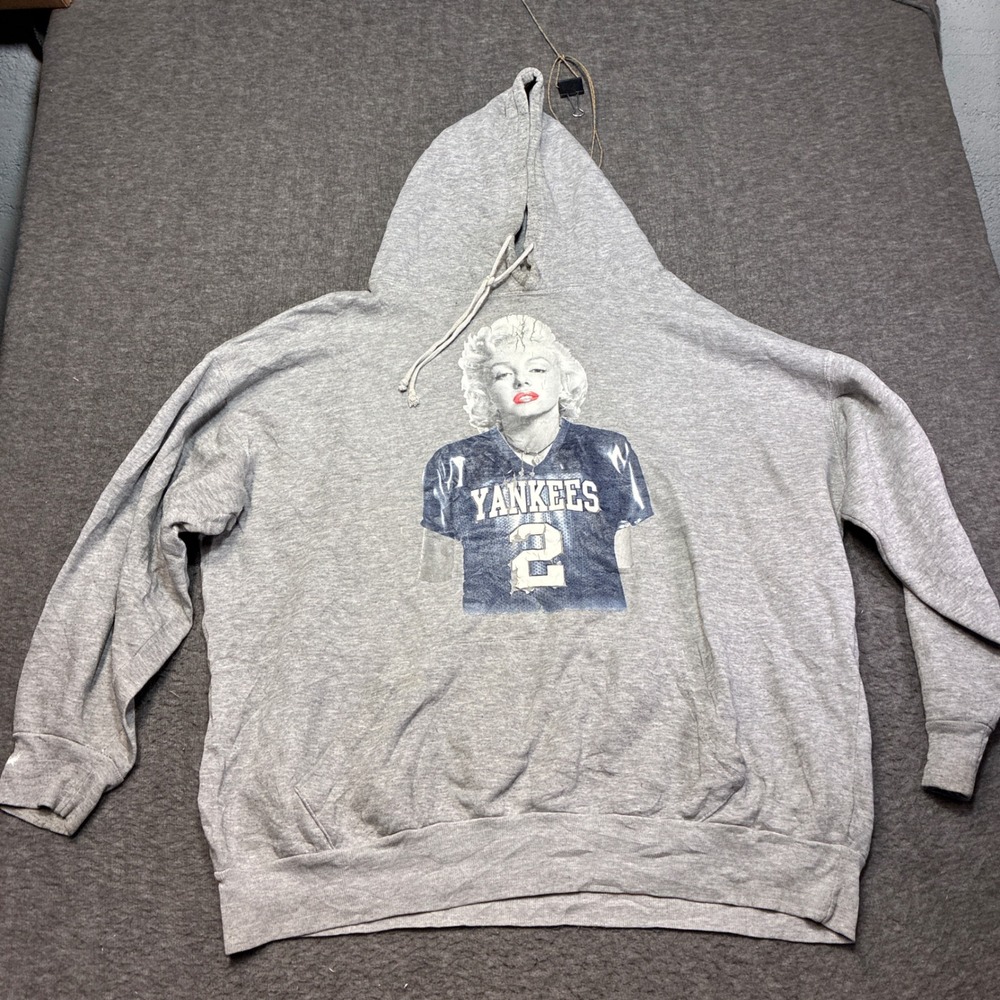Jon Lauren Marilyn Monroe Yankees Hoodie Mens 3X Gray Graphic Pullover